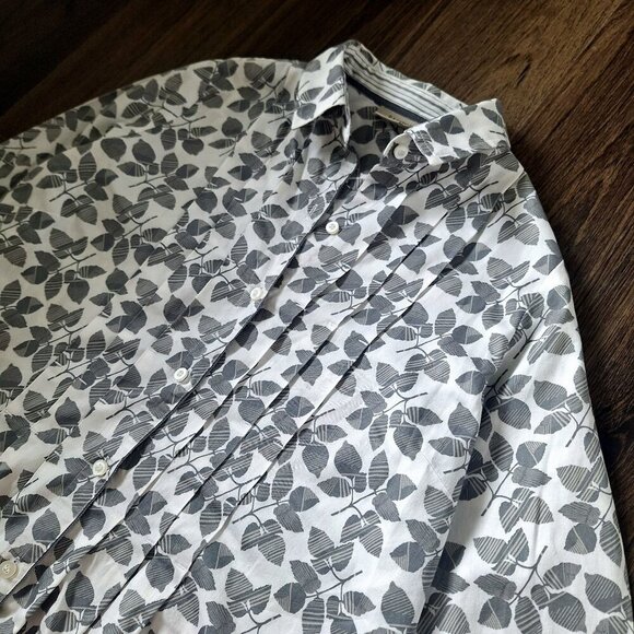 💙 Passport Button Up 100% Cotton Floral Preppy Office Work Blouse Size XL - Picture 6 of 9